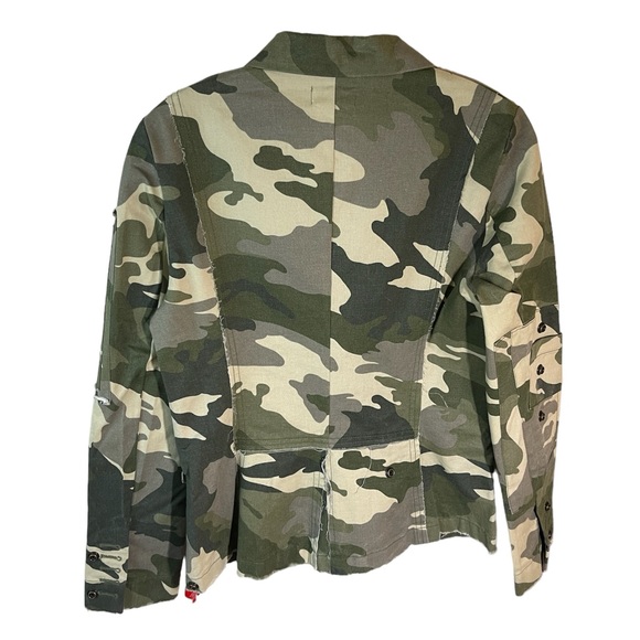 NWT Zadig & Voltaire Virginia Khaki Camo Print Button Front Jacket Small $598 - Picture 2 of 16